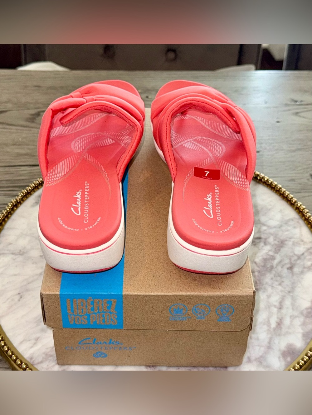 Clarks Breeze Rae Cam Coral Sandals | Sz. 7 (NWB) - Picture 3 of 7